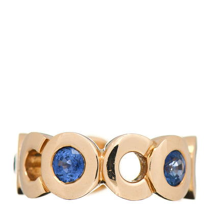 Chanel 18K Yellow Gold Blue Sapphire Coco Band Ring 50 5.25 1 of 3