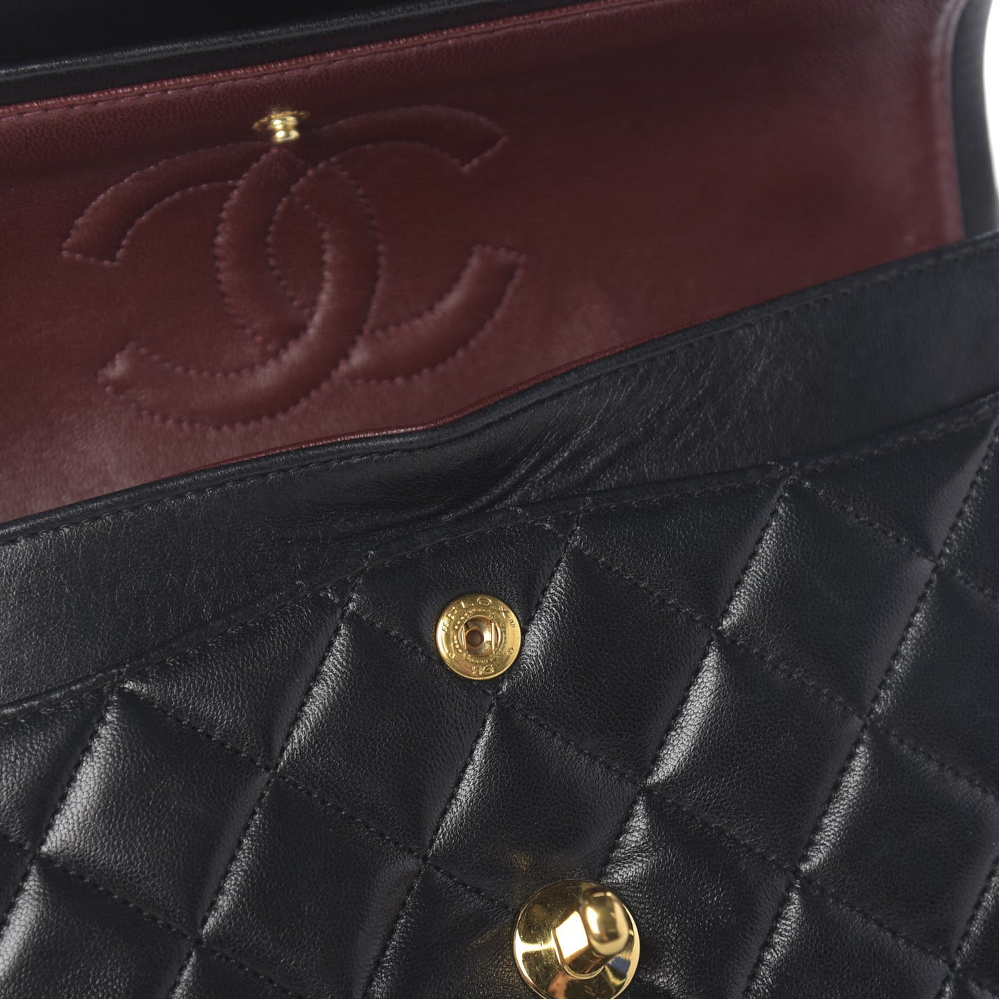 Lambskin Quilted Small Double Flap Black