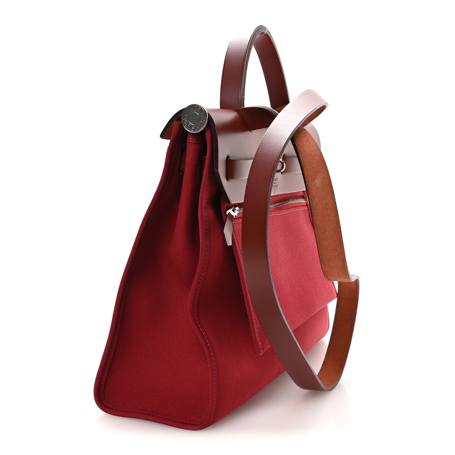 Hermes Vache Hunter Toile Herbag Zip 31 PM Rouge H 4 of 12