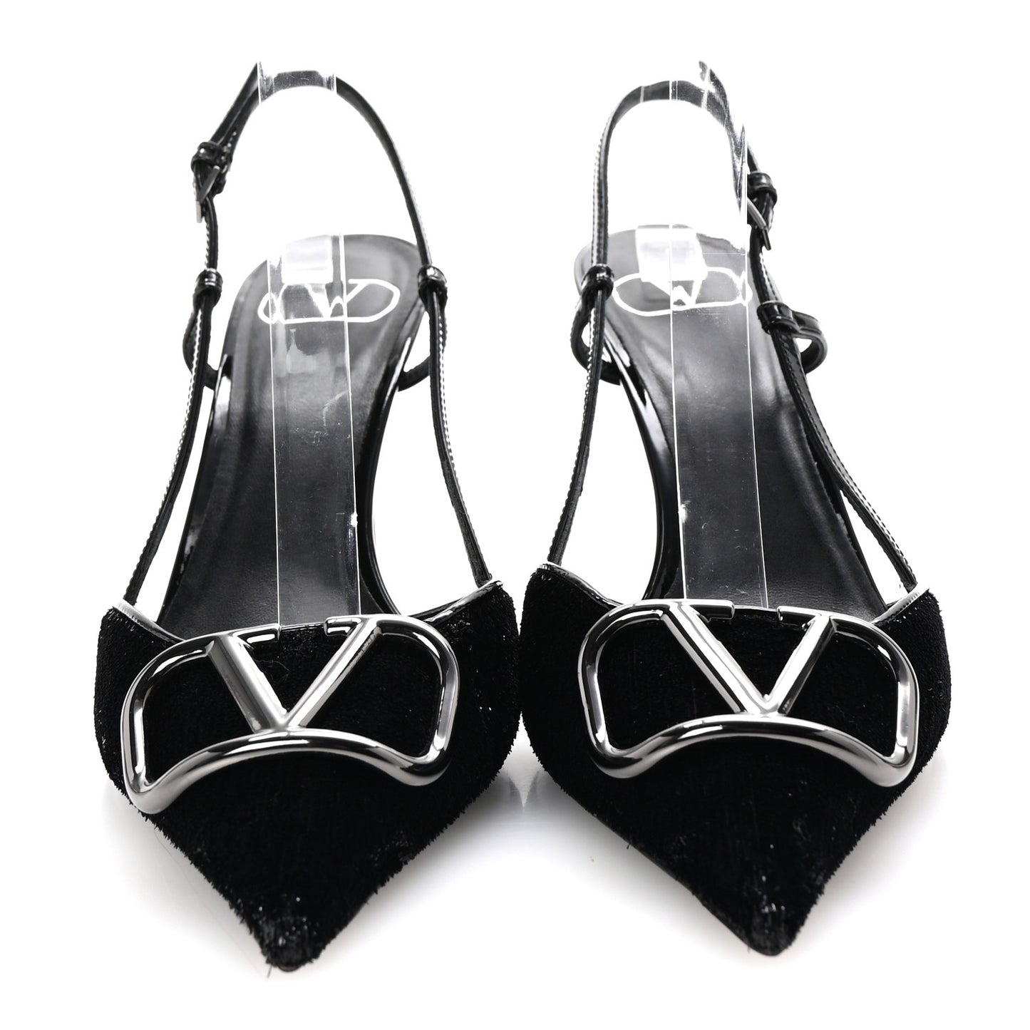 Sequin Fringed Vlogo Slingback Pumps 37 Black