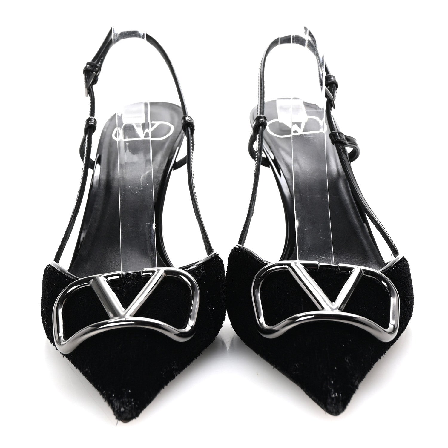 Valentino Garavani Sequin Fringed Vlogo Slingback Pumps 37 Black 3 of 10