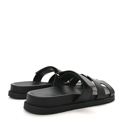 Hermes Calfskin Womens Chypre Sandals 40.5 Black 4 of 9