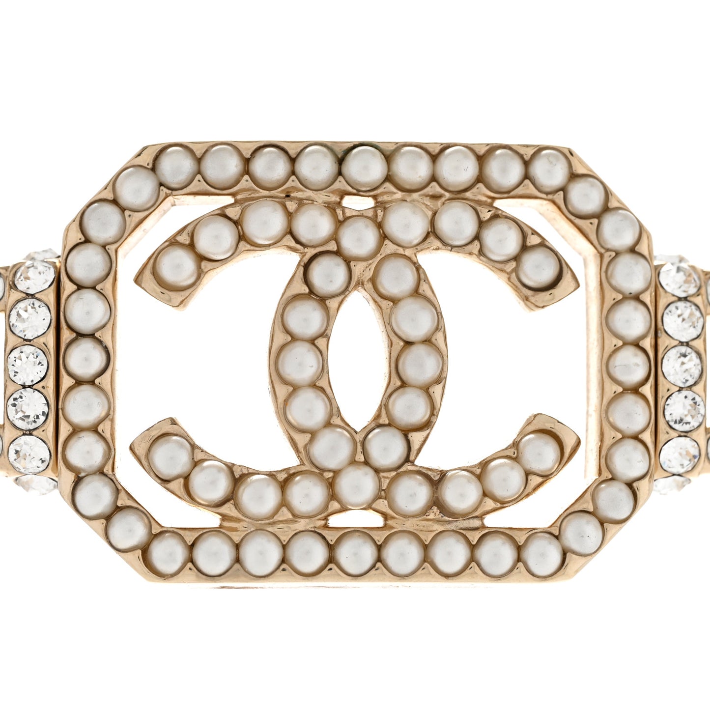 Crystal Pearl CC Vendome Choker Light Gold