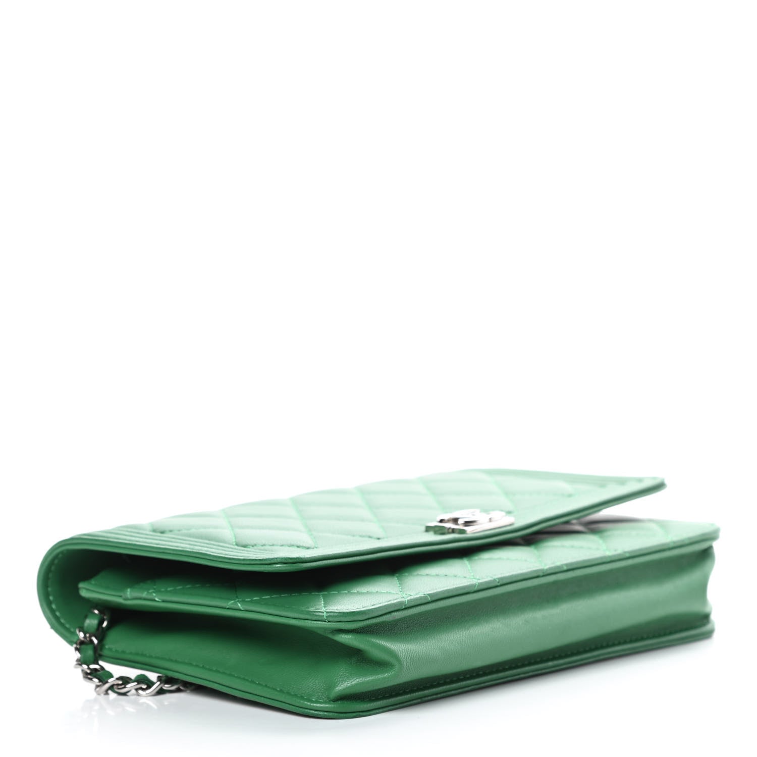 Chanel Lambskin Quilted Boy Wallet On Chain WOC Green 4 of 15