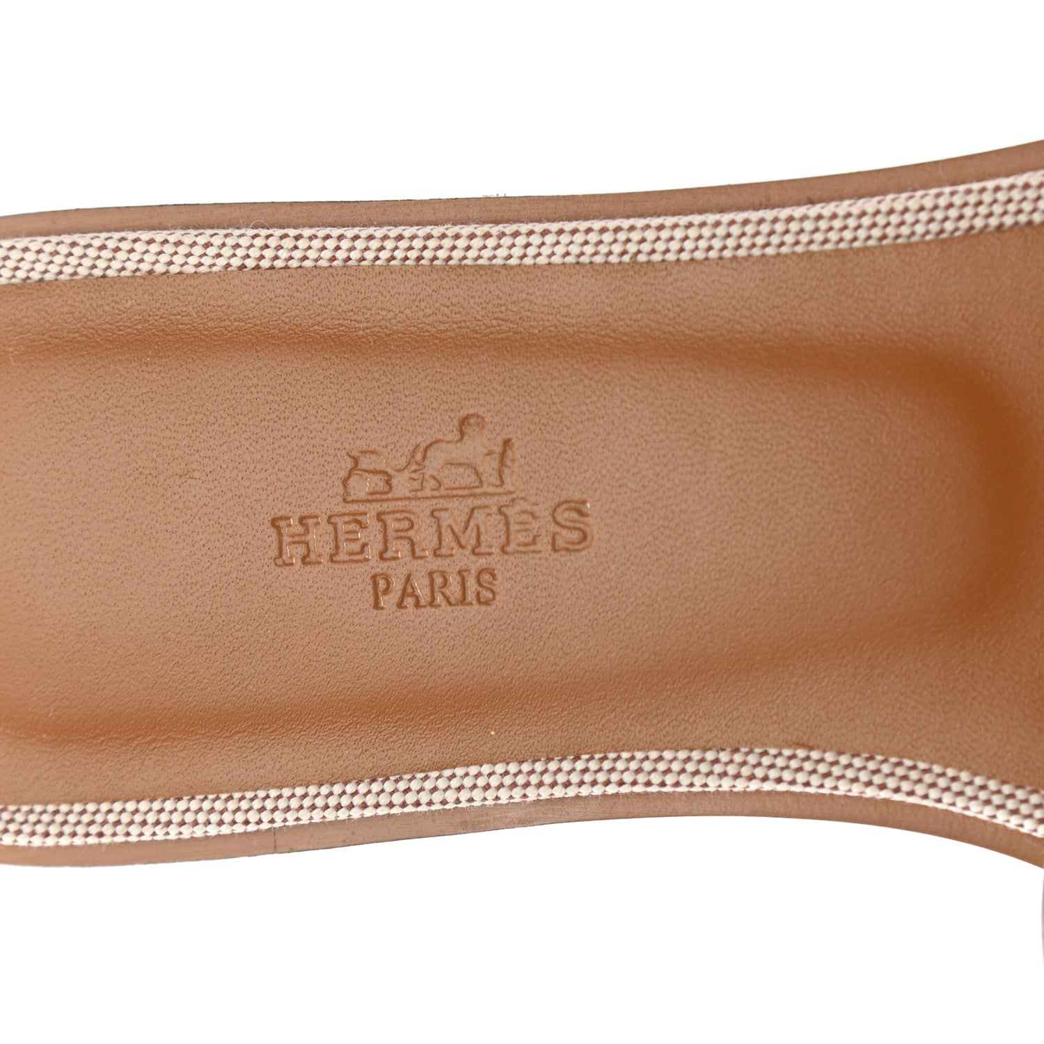 Hermes Calfskin Canvas Oran Sandals 37 Noisette Beige Dore 7 of 9