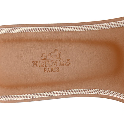 Hermes Calfskin Canvas Oran Sandals 37 Noisette Beige Dore 7 of 9
