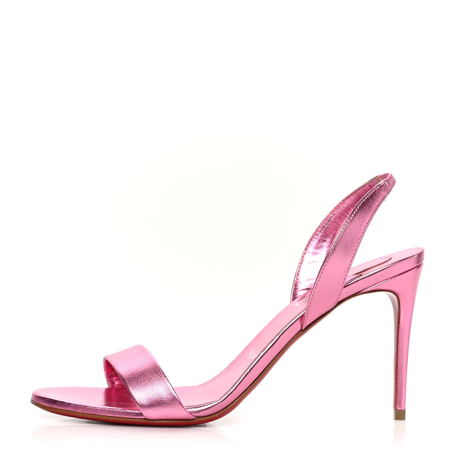 Christian Louboutin Metallic Calfskin O Marylin Slingback Sandal Heels 38 Pink 1 of 11