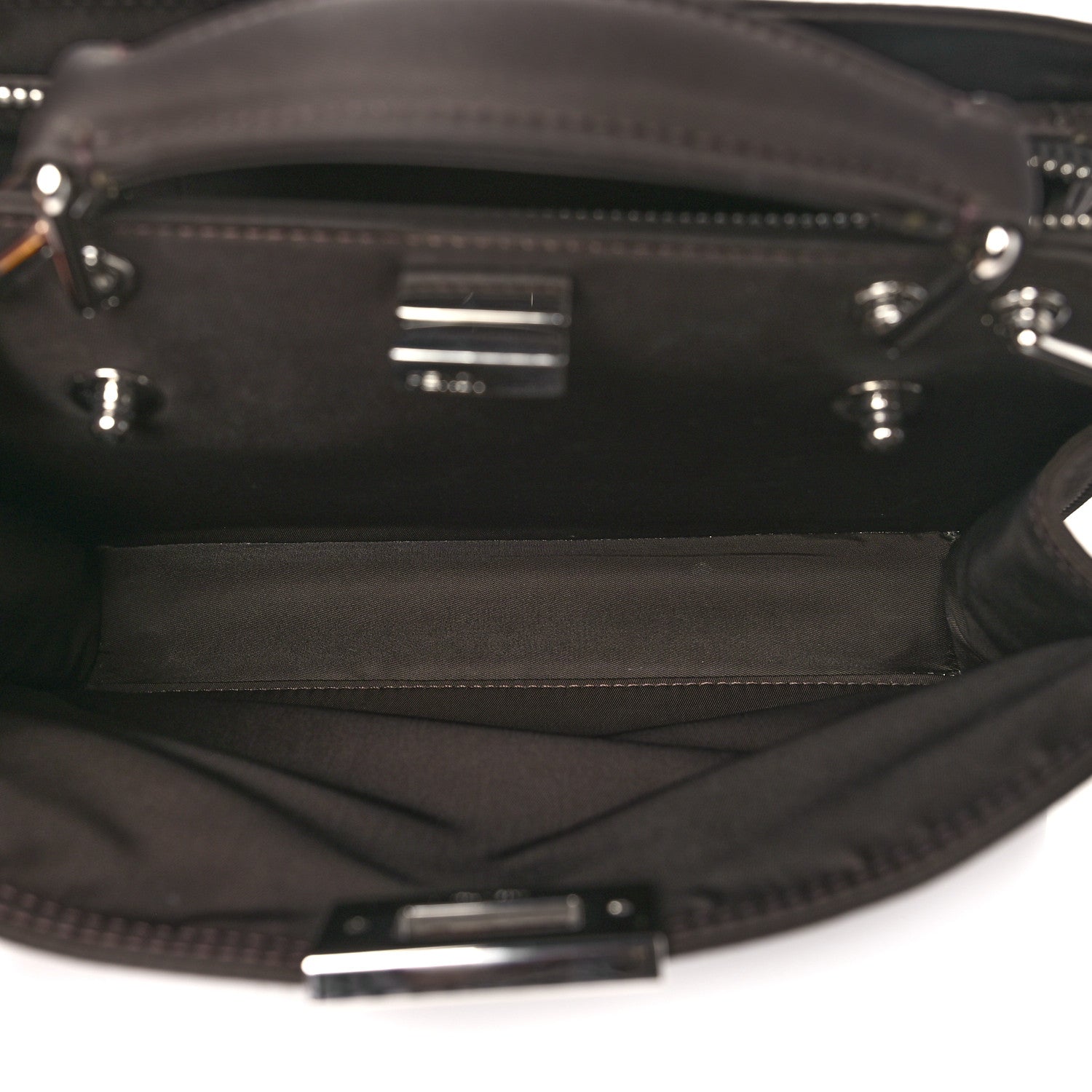 Fendi Nylon Vitello Cover Logo Embossed Mini Peekaboo I SEE U Satchel Ebano Sunflower 7 of 10