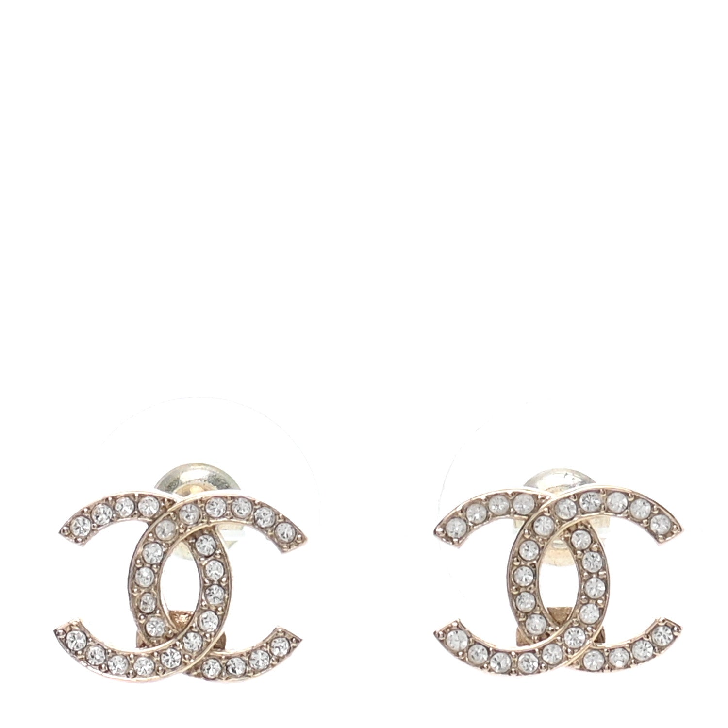 Chanel Crystal CC Earrings Gold 1 of 4