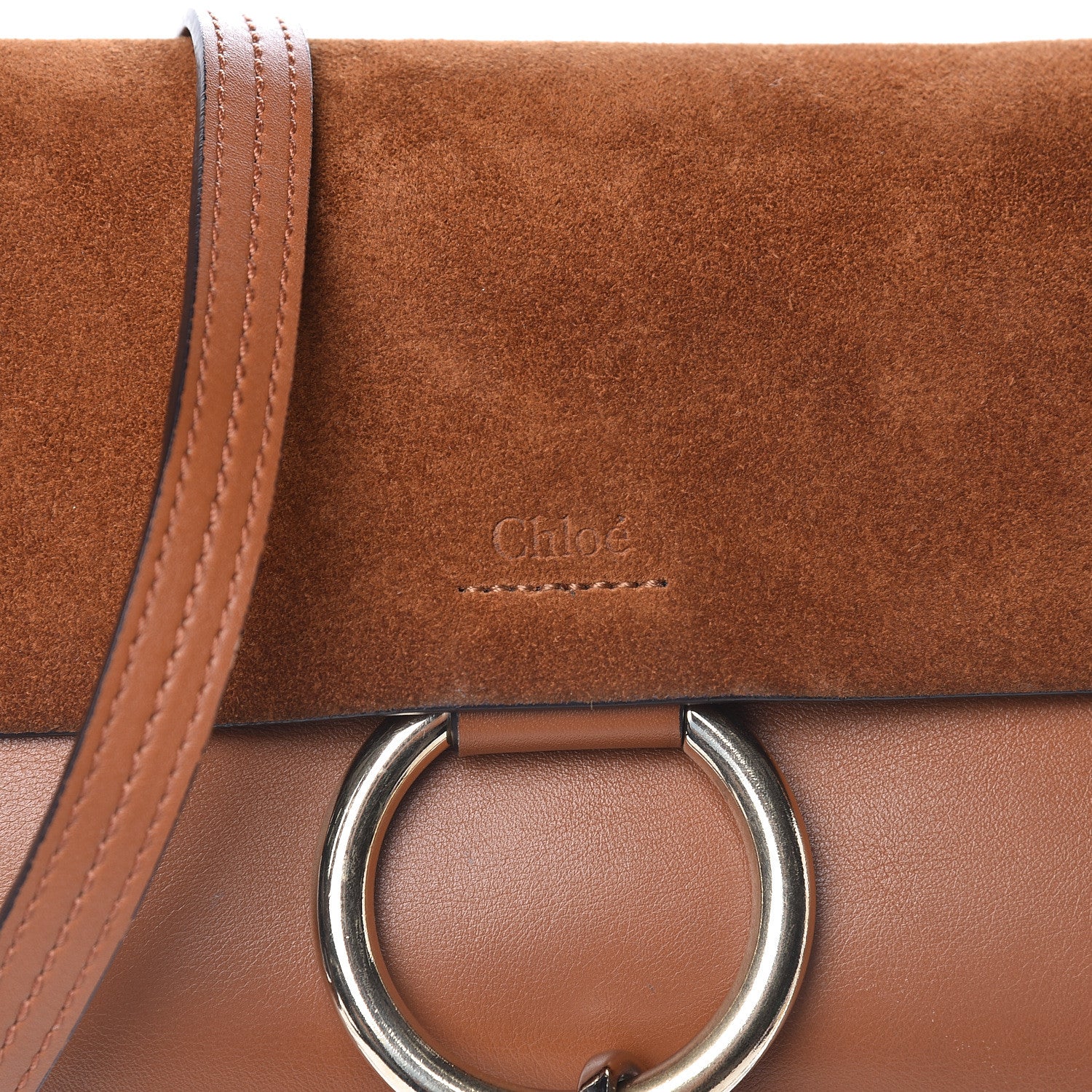 Chloe Suede Calfskin Small Faye Shoulder Bag Tobacco 9 of 9