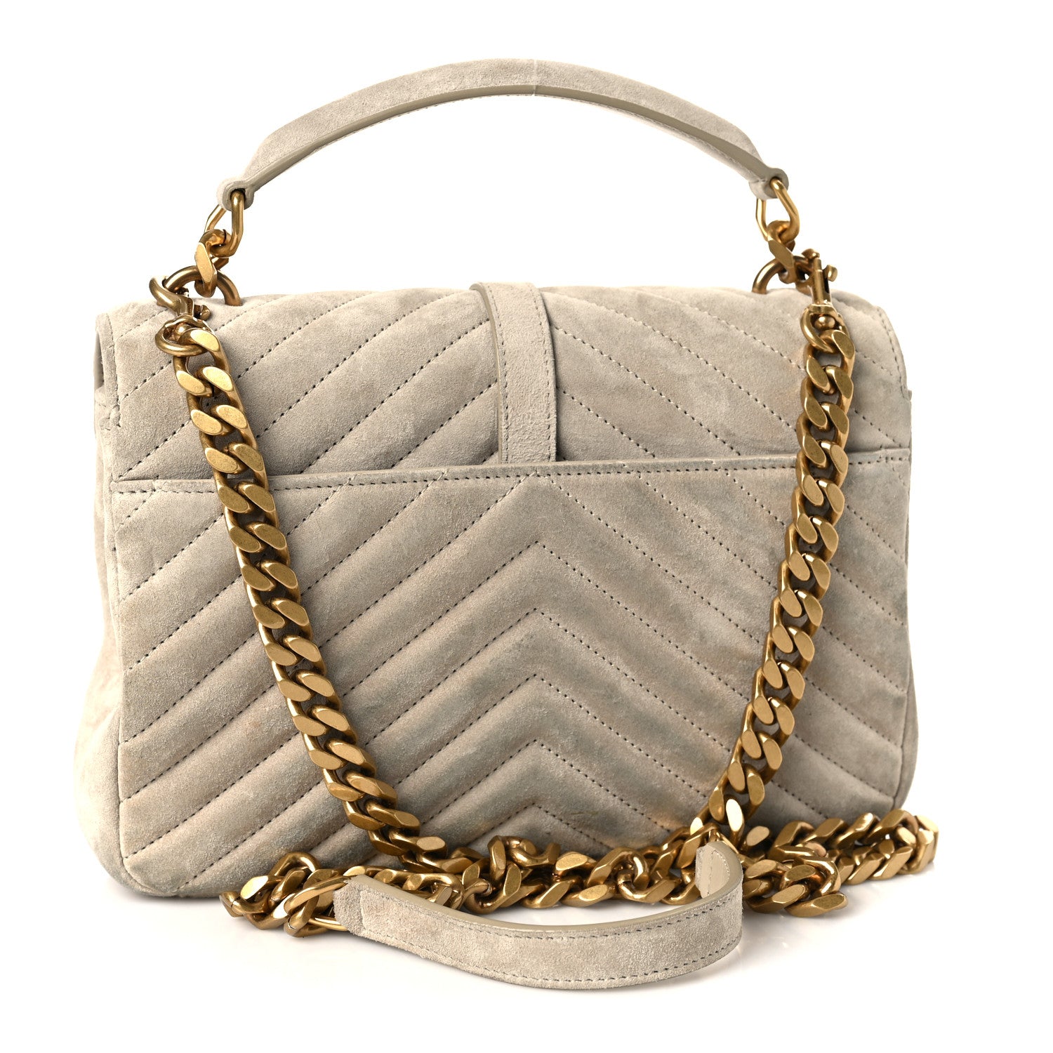 Saint Laurent Suede Matelasse Chevron Monogram Medium College Bag Crema Soft 2 of 10