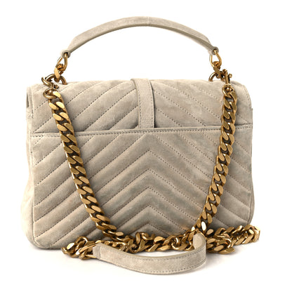 Saint Laurent Suede Matelasse Chevron Monogram Medium College Bag Crema Soft 2 of 10