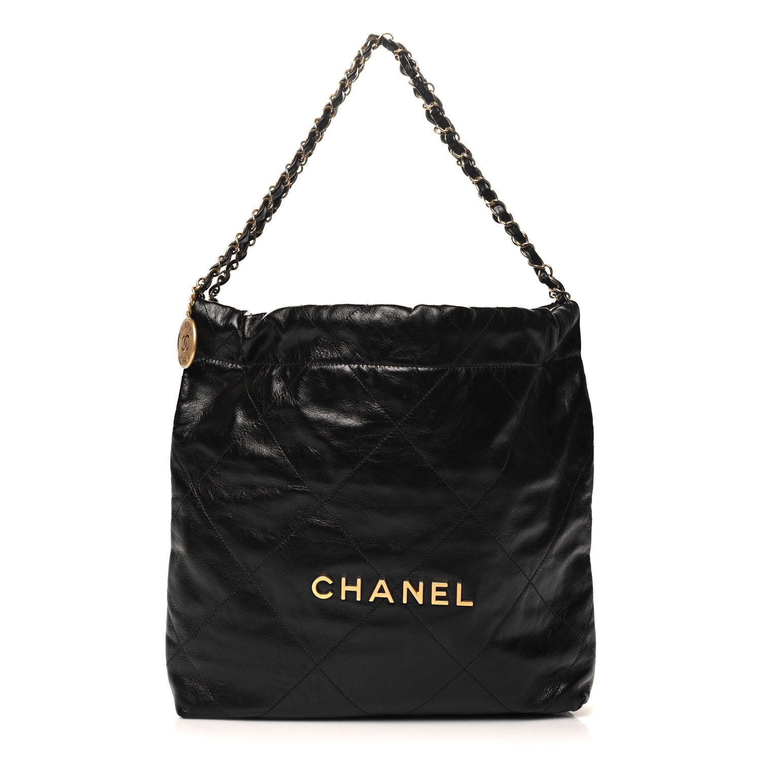 Chanel Shiny Calfskin Quilted Small Chanel 22 Black 1 of 11
