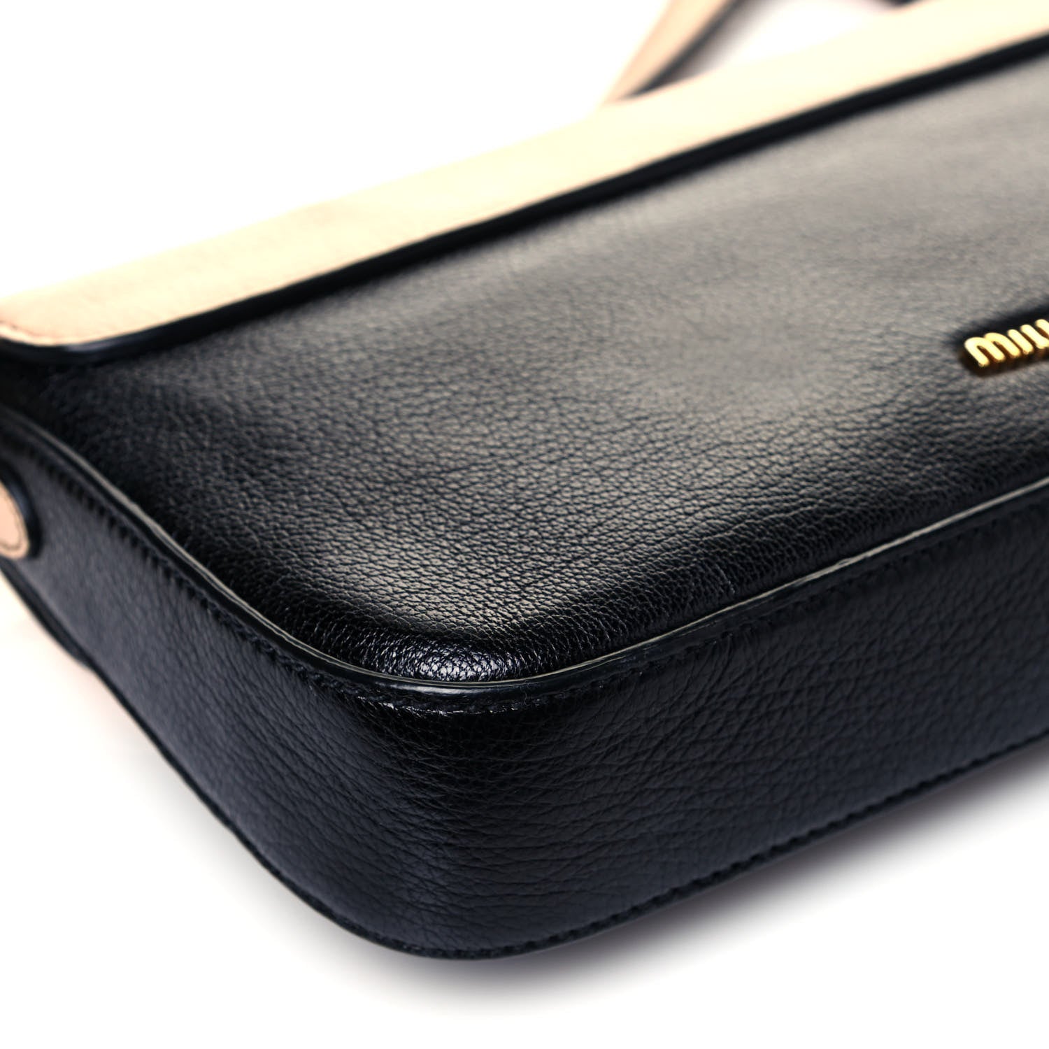 Miu Miu Goatskin Madras Shoulder Bag Black Cammeo 10 of 11