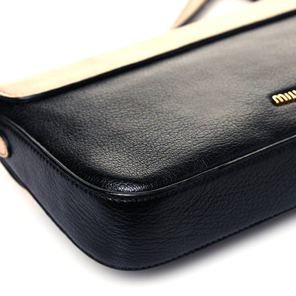 Miu Miu Goatskin Madras Shoulder Bag Black Cammeo 10 of 11