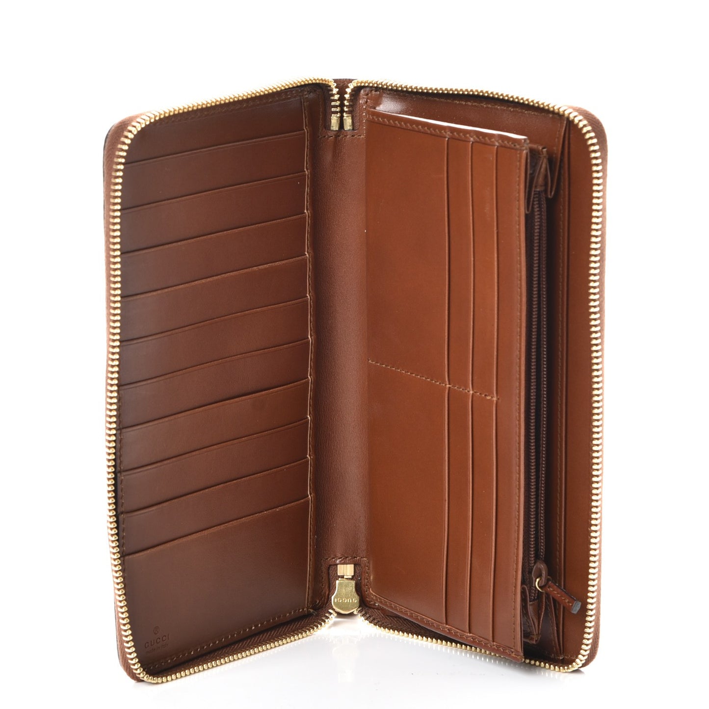 GG Supreme Monogram Cuoio Toscano Zip Around Organizer Wallet Beige Ebony Cuir