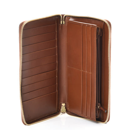 Gucci GG Supreme Monogram Cuoio Toscano Zip Around Organizer Wallet Beige Ebony Cuir 5 of 8