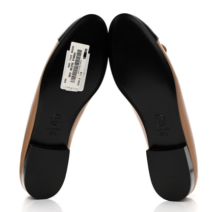 Chanel Lambskin Cap Toe CC Ballerina Flats 37.5 Dark Beige Black 5 of 10