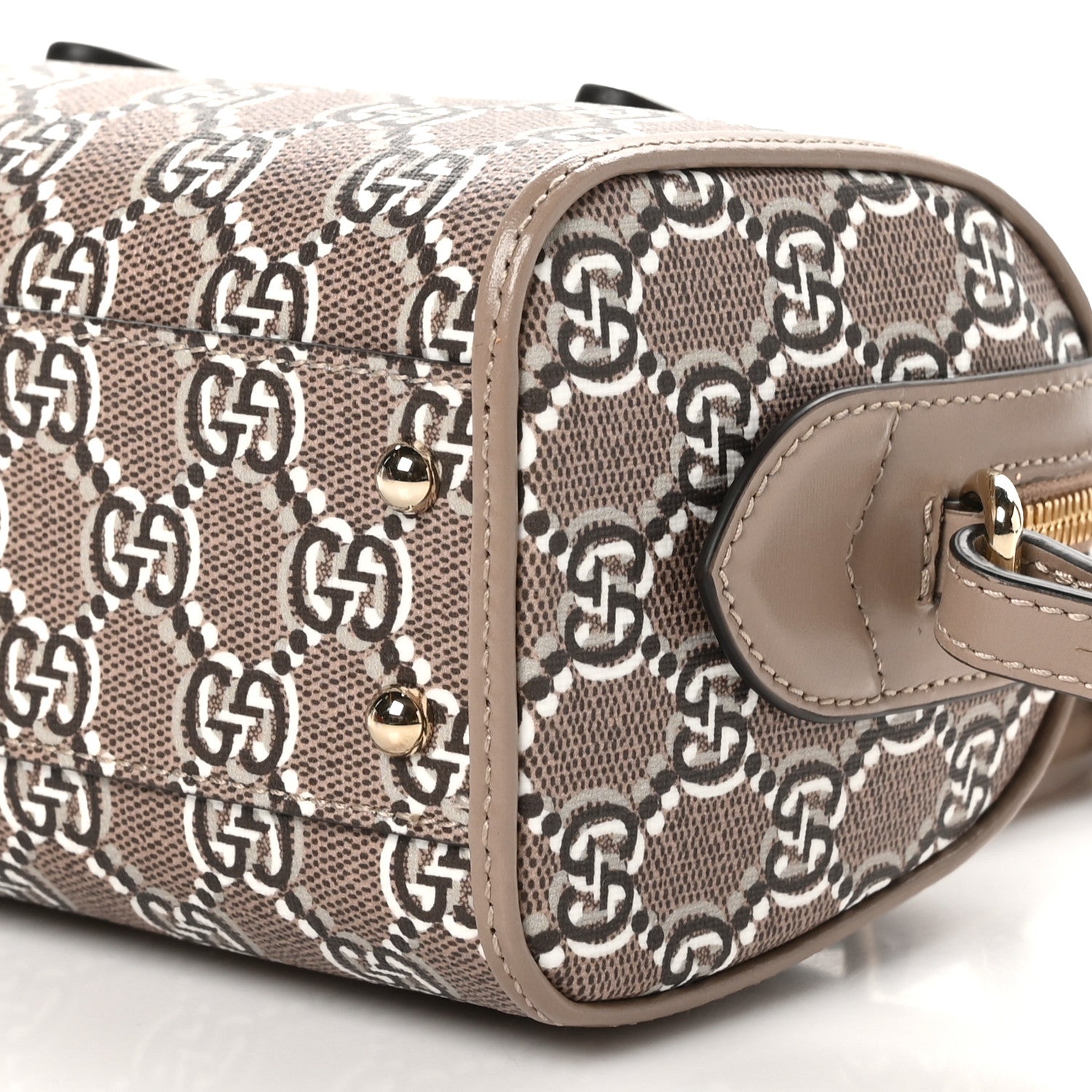 Gucci GG Shadow Monogram Super Mini Ophidia Top Handle Bowler Bag Taupe 10 of 11