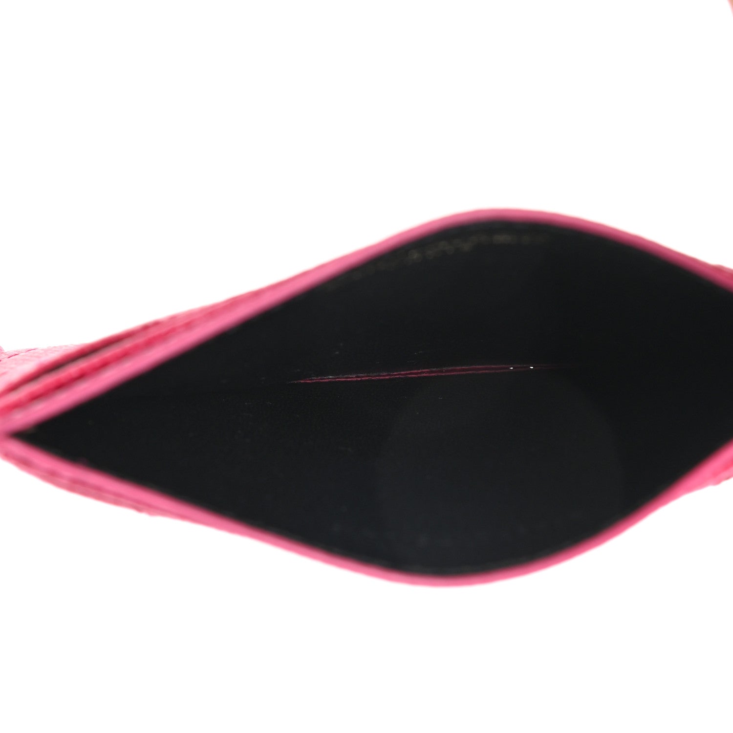 Saint Laurent Grain De Poudre Matelasse Chevron Monogram Credit Card Case Fresh Fuxia 5 of 8