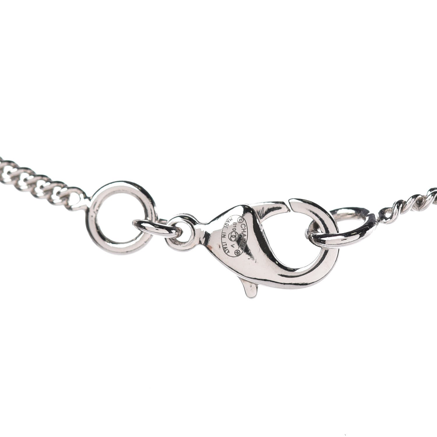 Chanel Crystal Timeless CC Necklace Silver 4 of 5
