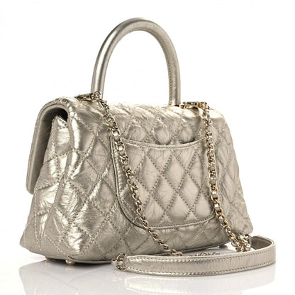 Chanel Metallic Aged Calfskin Quilted Mini Coco Handle Flap Gold 3 of 10