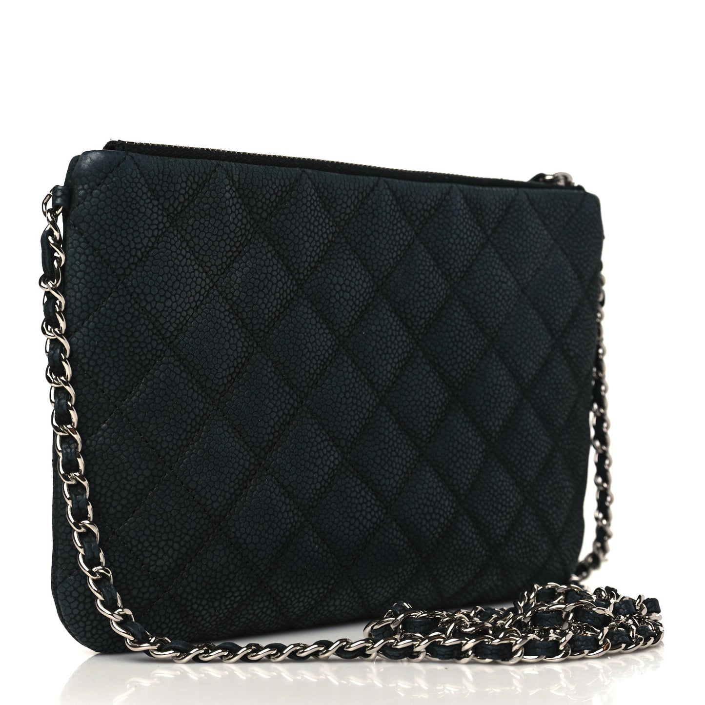 Iridescent Caviar Quilted Daily Zip Crossbody Bag Black