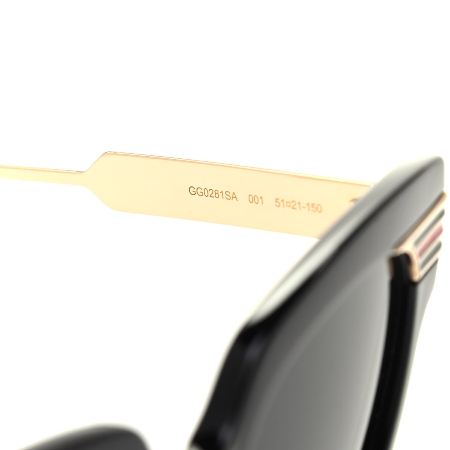 Gucci Acetate Square Frame Web Sunglasses GG0281SA Black 6 of 7
