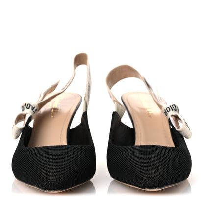 Christian Dior Technical Canvas Ribbon J Adior Slingback 65mm Pumps 39.5 Black 3 of 14