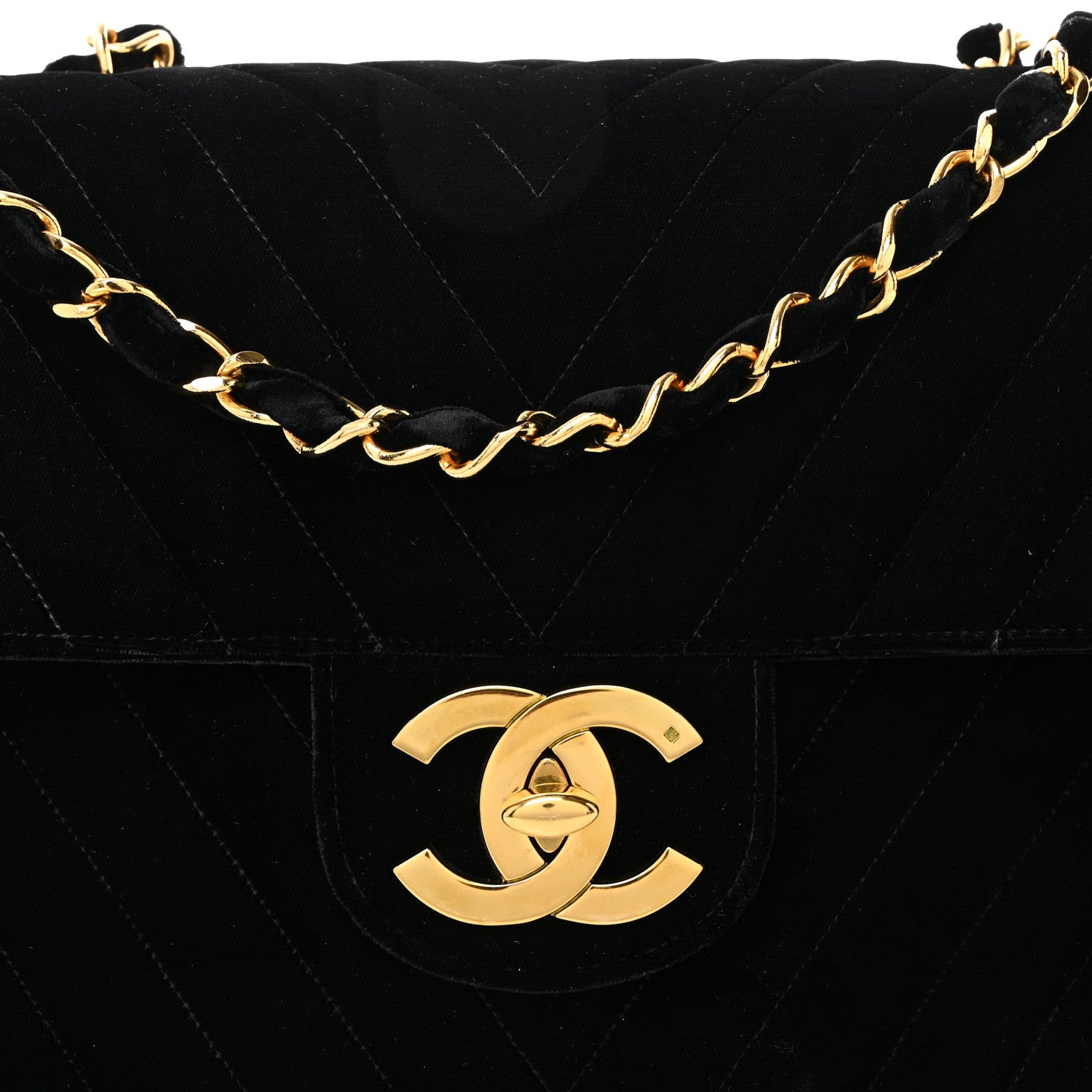 Chanel Velvet Chevron Quilted XL Jumbo Flap Black 8 of 10