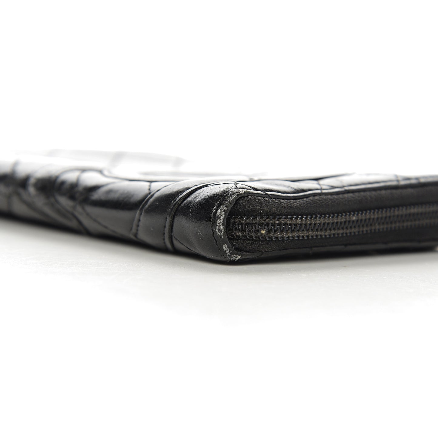 Calfskin Cambon Zip Around Organizer Wallet Black