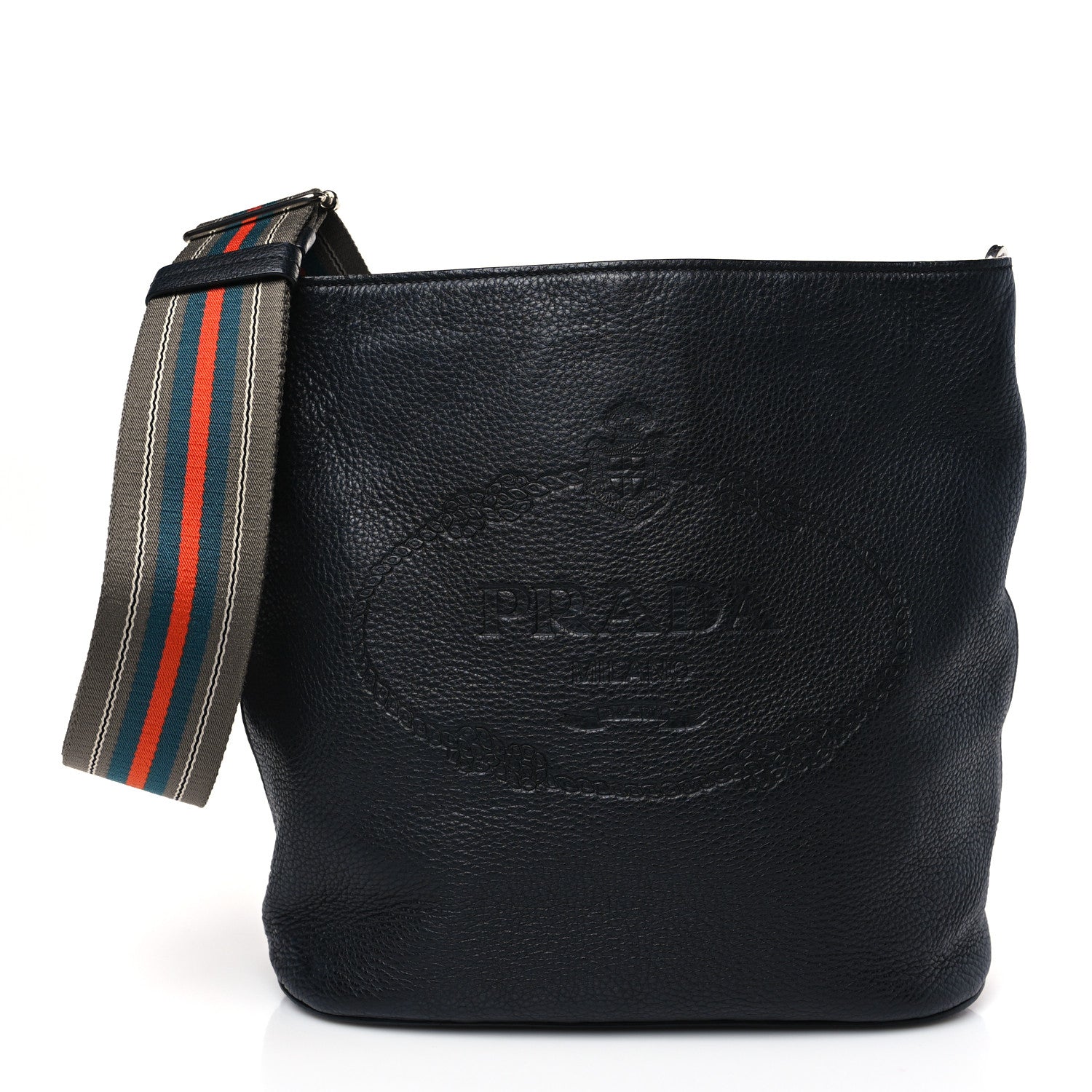 Prada Vitello Phenix Logo Hobo Black 1 of 8