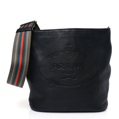 Prada Vitello Phenix Logo Hobo Black 1 of 8