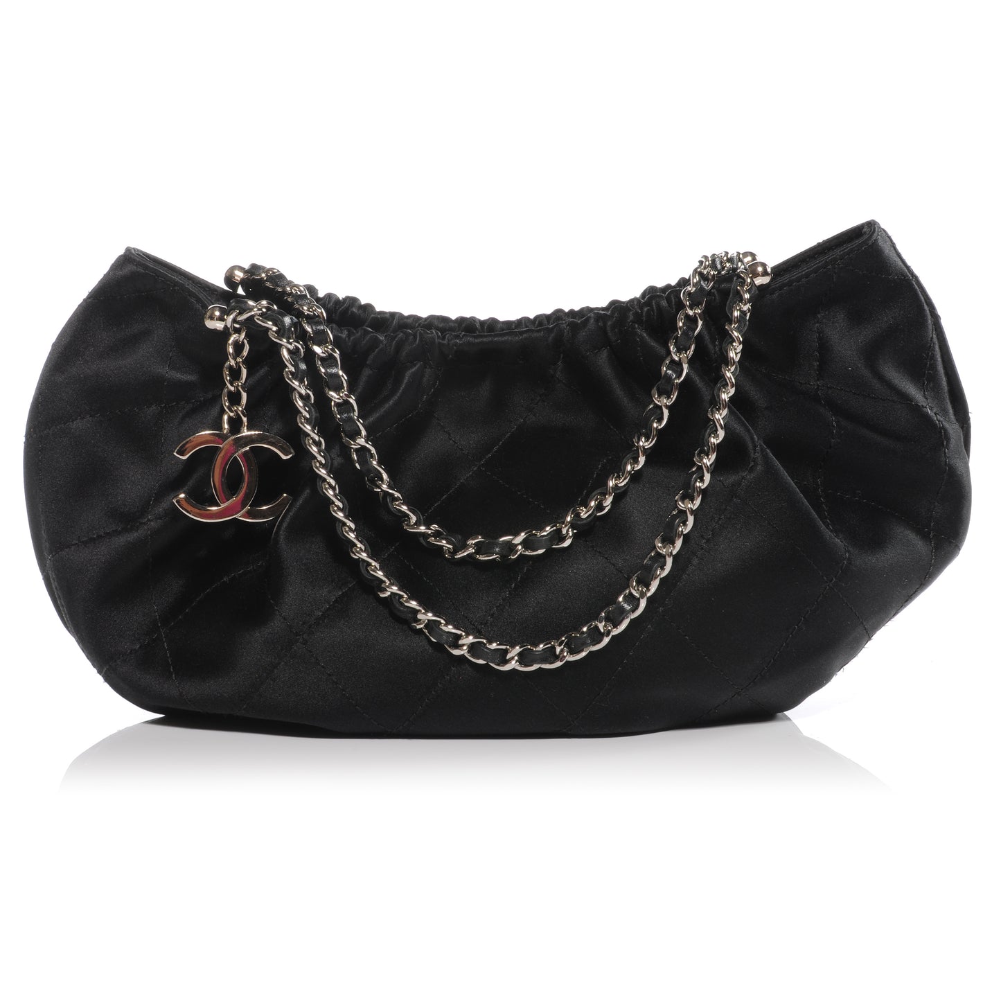 Satin Croissant Bag Black