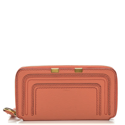 Chloe Grained Calfskin Marcie Long Zip Around Wallet Coral Pop 1 of 7