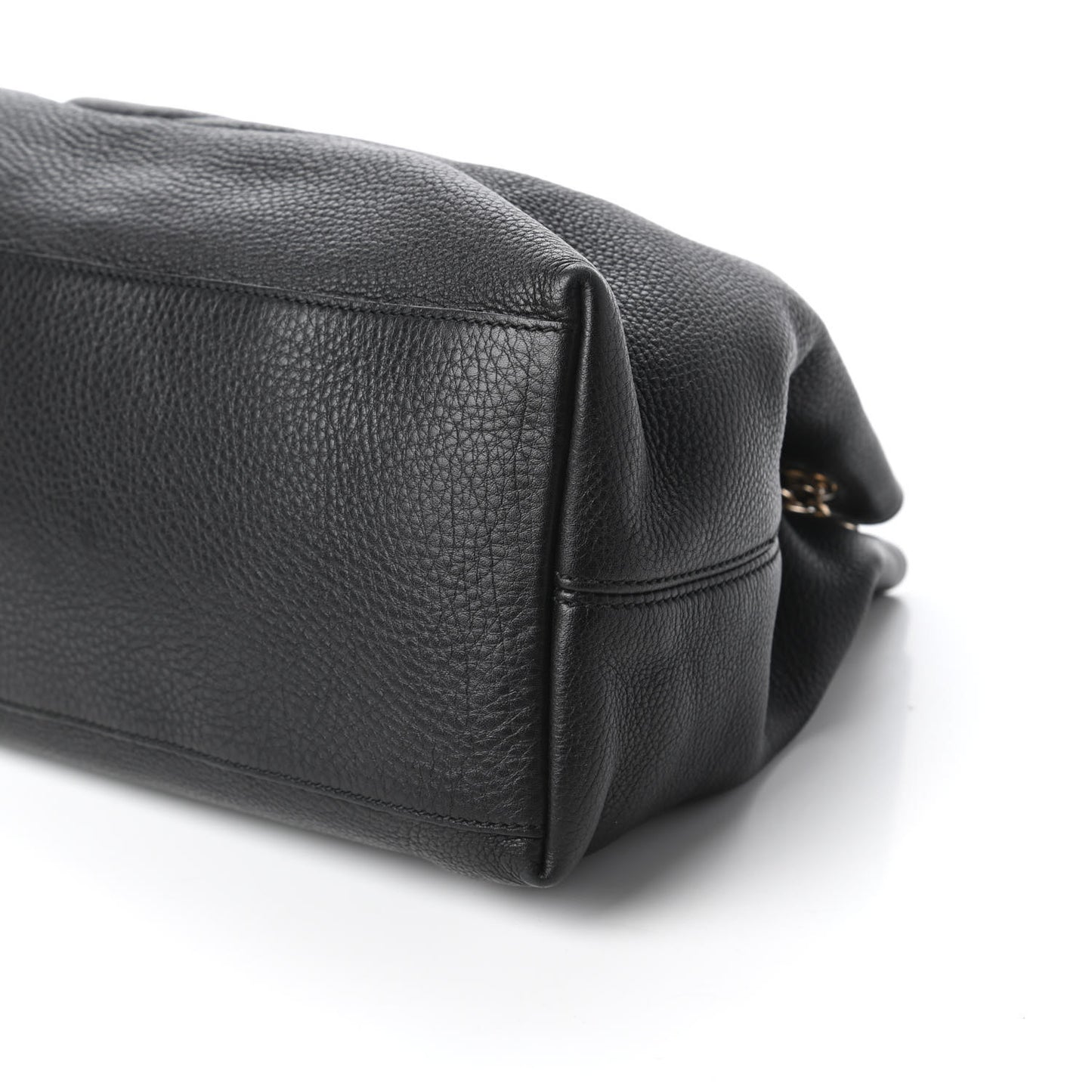 Pebbled Calfskin Medium Soho Chain Shoulder Bag Black