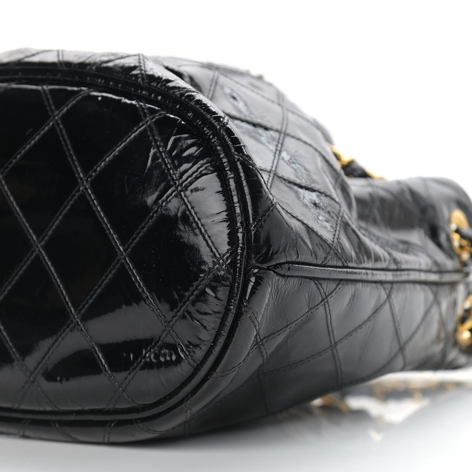 Chanel Patent Stitched Drawstring Shoulder Bag Black 11 of 14
