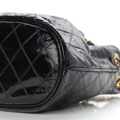 Chanel Patent Stitched Drawstring Shoulder Bag Black 11 of 14