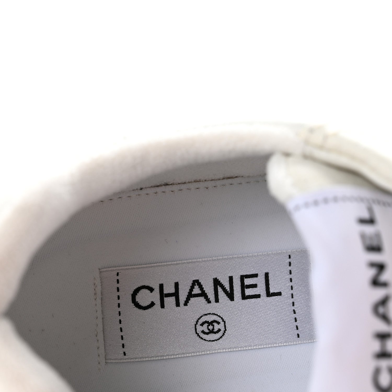 Chanel Grained Calfskin Fabric Womens Logo Sneakers 37.5 White 37.5 White 8 of 11