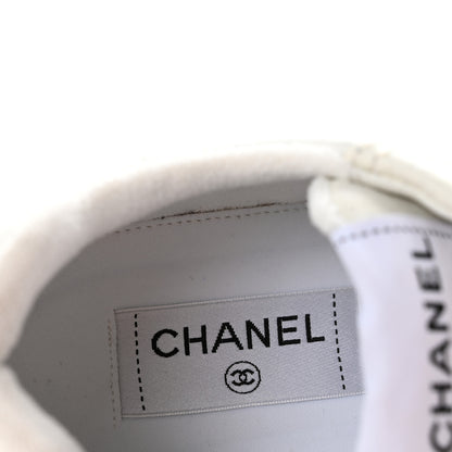 Chanel Grained Calfskin Fabric Womens Logo Sneakers 37.5 White 37.5 White 8 of 11