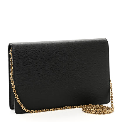 Christian Dior Grained Calfskin Saddle Chain Wallet Pouch Black 3 of 13