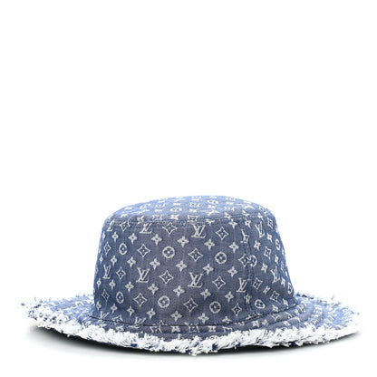 Louis Vuitton Monogram Denim Fringe Bob Bucket Hat M Blue 1 of 18