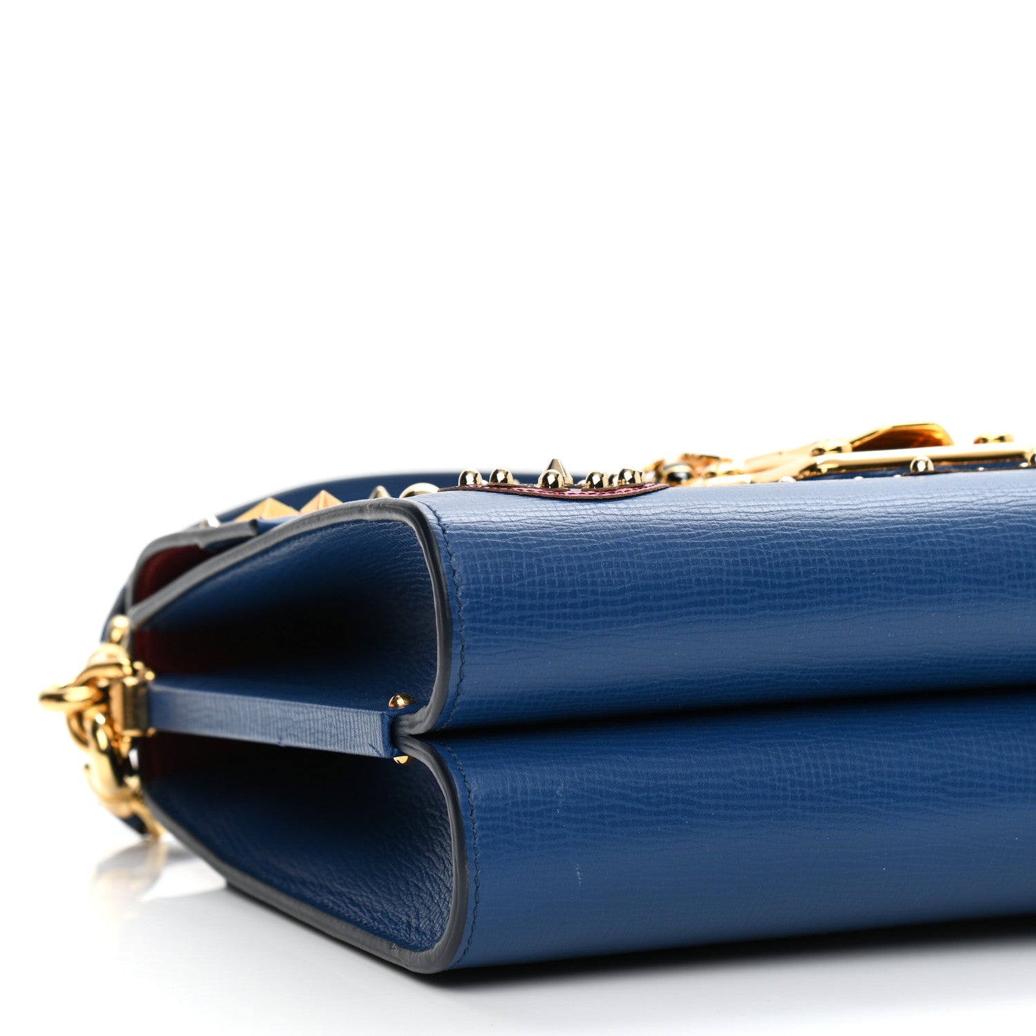 Dolce & Gabbana Calfskin Crystal Embellished Lucia Shoulder Bag Blue Multicolor 11 of 11