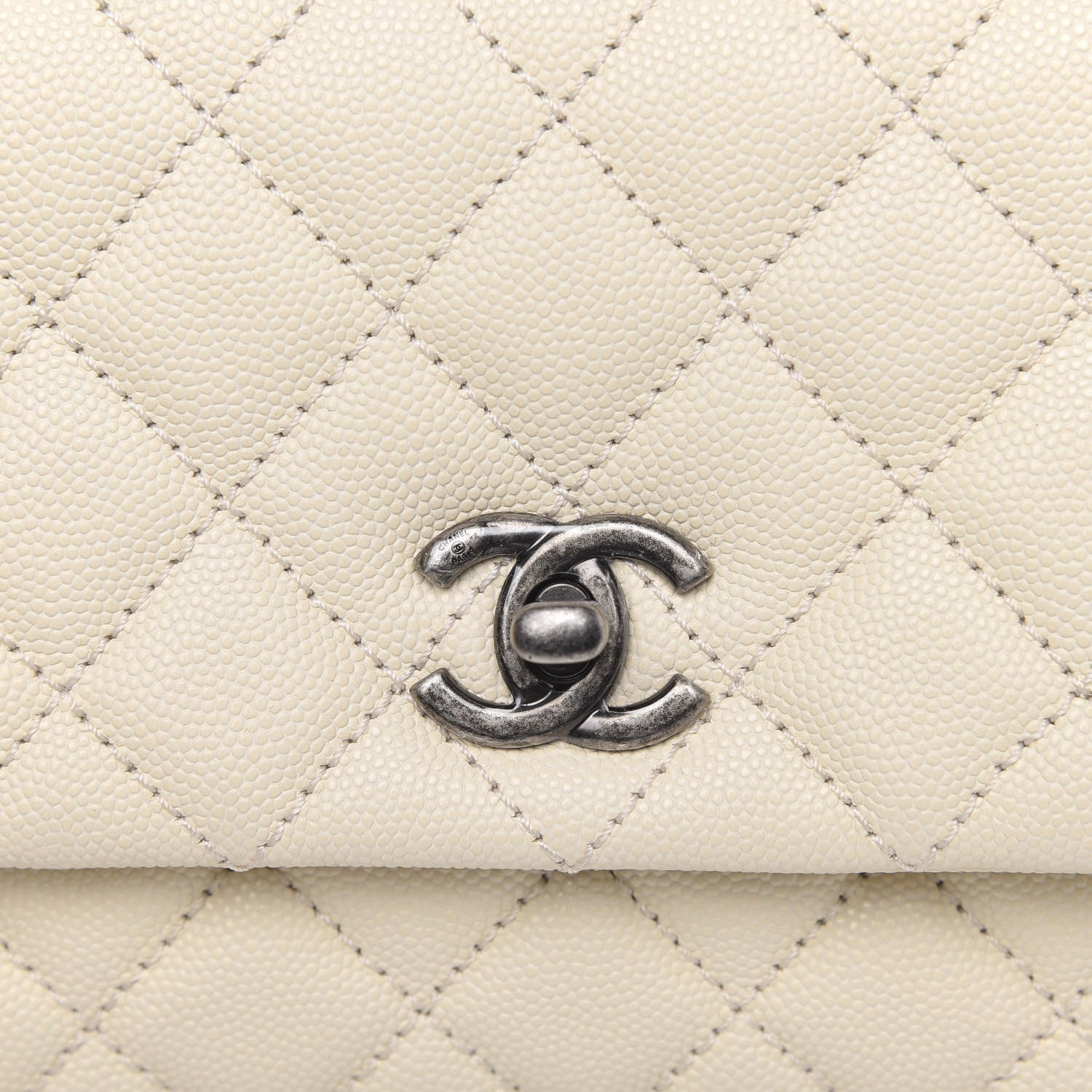 Chanel Caviar Lizard Quilted Mini Coco Handle Flap White 10 of 11