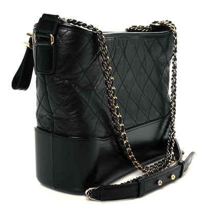 Chanel Aged Calfskin Quilted Medium Gabrielle Hobo Black 3 of 12