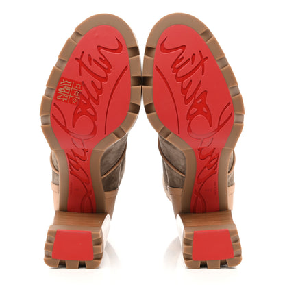 Christian Louboutin Suede Calfskin Macademia 100 Biker Platform Boots 40.5 Silex Light Cuir Dark Beige 5 of 8