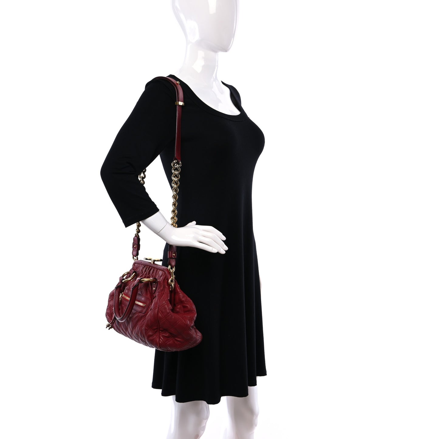 Calfskin Quilted Leather Stam Bag Red