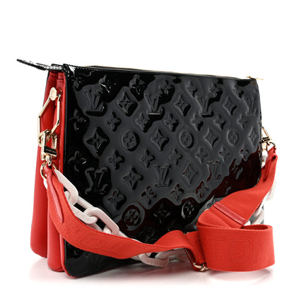 Louis Vuitton Patent Embossed Monogram Lambskin Coussin MM Black Red 3 of 11
