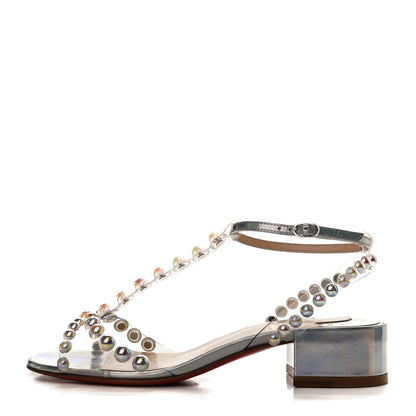 Christian Louboutin Iridescent Patent PVC Faridaravie 25 Sandals 35 Silver 1 of 10