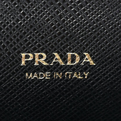 Prada Saffiano Foldover Card Holder Wallet Black 8 of 12